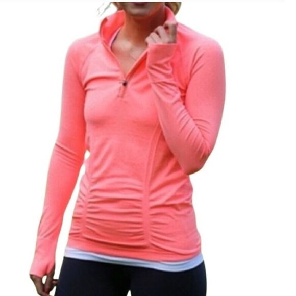 Athleta Fast Track Half Zip Orange coral size Large - Picture 1 of 10